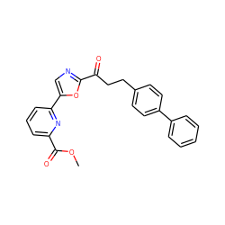 COC(=O)c1cccc(-c2cnc(C(=O)CCc3ccc(-c4ccccc4)cc3)o2)n1 ZINC000029135667