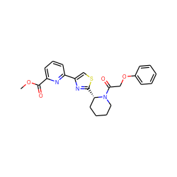 COC(=O)c1cccc(-c2csc([C@H]3CCCCN3C(=O)COc3ccccc3)n2)n1 ZINC000118609376