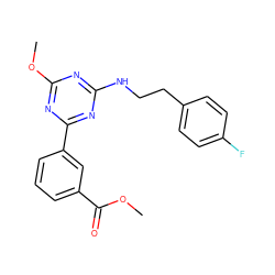 COC(=O)c1cccc(-c2nc(NCCc3ccc(F)cc3)nc(OC)n2)c1 ZINC000473162793