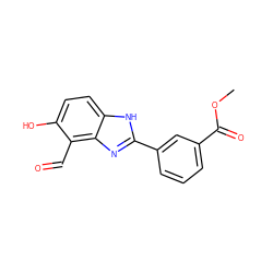 COC(=O)c1cccc(-c2nc3c(C=O)c(O)ccc3[nH]2)c1 ZINC000199613526