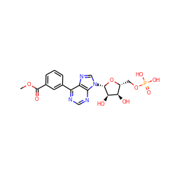 COC(=O)c1cccc(-c2ncnc3c2ncn3[C@@H]2O[C@H](COP(=O)(O)O)[C@@H](O)[C@H]2O)c1 ZINC000299822733