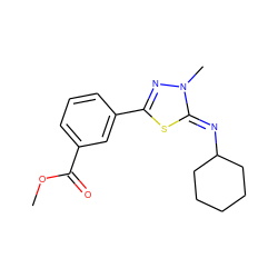 COC(=O)c1cccc(-c2nn(C)/c(=N/C3CCCCC3)s2)c1 ZINC000028356802