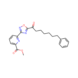 COC(=O)c1cccc(-c2noc(C(=O)CCCCCCc3ccccc3)n2)n1 ZINC000040880844