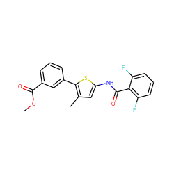 COC(=O)c1cccc(-c2sc(NC(=O)c3c(F)cccc3F)cc2C)c1 ZINC000168927908