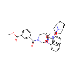 COC(=O)c1cccc(C(=O)N2CCC(CCN3[C@H]4CC[C@H]3CC(n3c(C)nc5ccccc53)C4)(c3ccccc3)CC2)c1 ZINC000101641899