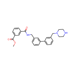 COC(=O)c1cccc(C(=O)NCc2cccc(-c3cccc(CN4CCNCC4)c3)c2)c1 ZINC000045498818