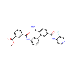 COC(=O)c1cccc(C(=O)Nc2cccc(-c3cc(C(=O)Nc4ccncc4F)ccc3CN)c2)c1 ZINC000206425189