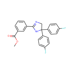 COC(=O)c1cccc(C2=NCC(c3ccc(F)cc3)(c3ccc(F)cc3)N2)c1 ZINC000040431116