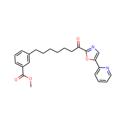 COC(=O)c1cccc(CCCCCCC(=O)c2ncc(-c3ccccn3)o2)c1 ZINC000014979882