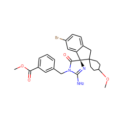 COC(=O)c1cccc(CN2C(=O)[C@]3(N=C2N)c2cc(Br)ccc2CC32CCC(OC)CC2)c1 ZINC000201219662