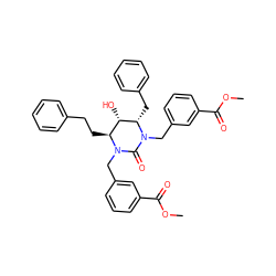 COC(=O)c1cccc(CN2C(=O)N(Cc3cccc(C(=O)OC)c3)[C@@H](Cc3ccccc3)[C@@H](O)[C@@H]2CCc2ccccc2)c1 ZINC000014943291