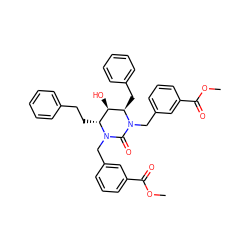 COC(=O)c1cccc(CN2C(=O)N(Cc3cccc(C(=O)OC)c3)[C@H](Cc3ccccc3)[C@H](O)[C@H]2CCc2ccccc2)c1 ZINC000014943288