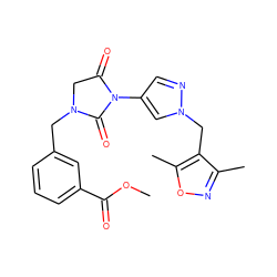 COC(=O)c1cccc(CN2CC(=O)N(c3cnn(Cc4c(C)noc4C)c3)C2=O)c1 ZINC000115732575