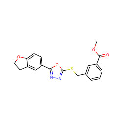 COC(=O)c1cccc(CSc2nnc(-c3ccc4c(c3)CCO4)o2)c1 ZINC000040395309