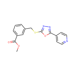 COC(=O)c1cccc(CSc2nnc(-c3ccncc3)o2)c1 ZINC000013442472