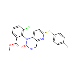 COC(=O)c1cccc(Cl)c1N1C(=O)NCc2nc(Sc3ccc(F)cc3)ccc21 ZINC000027312233