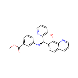 COC(=O)c1cccc(N[C@@H](c2ccccn2)c2ccc3cccnc3c2O)c1 ZINC000013816199