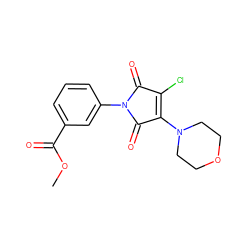 COC(=O)c1cccc(N2C(=O)C(Cl)=C(N3CCOCC3)C2=O)c1 ZINC000000812711