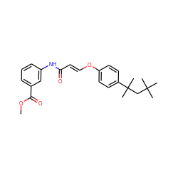 COC(=O)c1cccc(NC(=O)/C=C/Oc2ccc(C(C)(C)CC(C)(C)C)cc2)c1 ZINC000095579237