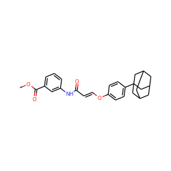 COC(=O)c1cccc(NC(=O)/C=C/Oc2ccc(C34CC5CC(CC(C5)C3)C4)cc2)c1 ZINC000095579721