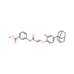 COC(=O)c1cccc(NC(=O)/C=C/Oc2ccc(C34CC5CC(CC(C5)C3)C4)cc2C)c1 ZINC000095579173