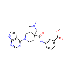 COC(=O)c1cccc(NC(=O)C2(CN(C)C)CCN(c3ncnc4[nH]ccc34)CC2)c1 ZINC000473115429