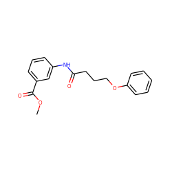 COC(=O)c1cccc(NC(=O)CCCOc2ccccc2)c1 ZINC000001779442