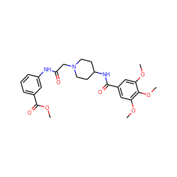 COC(=O)c1cccc(NC(=O)CN2CCC(NC(=O)c3cc(OC)c(OC)c(OC)c3)CC2)c1 ZINC000004388873