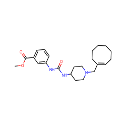 COC(=O)c1cccc(NC(=O)NC2CCN(CC3=CCCCCCC3)CC2)c1 ZINC000028708521