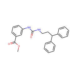 COC(=O)c1cccc(NC(=O)NCCC(c2ccccc2)c2ccccc2)c1 ZINC000095601801