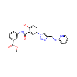 COC(=O)c1cccc(NC(=O)c2cc(-n3cc(CNc4ccccn4)nn3)ccc2O)c1 ZINC000653723599