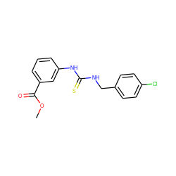 COC(=O)c1cccc(NC(=S)NCc2ccc(Cl)cc2)c1 ZINC000013483230