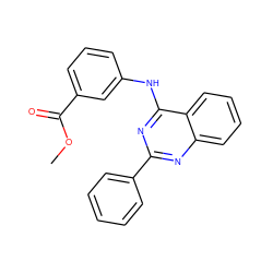 COC(=O)c1cccc(Nc2nc(-c3ccccc3)nc3ccccc23)c1 ZINC000001745102