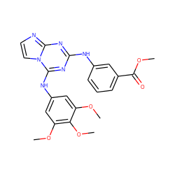 COC(=O)c1cccc(Nc2nc(Nc3cc(OC)c(OC)c(OC)c3)n3ccnc3n2)c1 ZINC000299868533