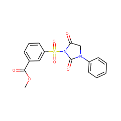 COC(=O)c1cccc(S(=O)(=O)N2C(=O)CN(c3ccccc3)C2=O)c1 ZINC000013763578