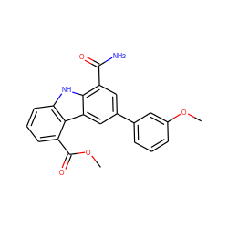 COC(=O)c1cccc2[nH]c3c(C(N)=O)cc(-c4cccc(OC)c4)cc3c12 ZINC000113201172