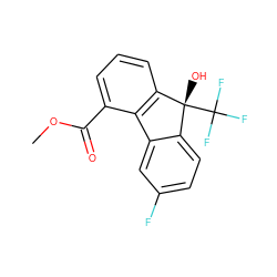 COC(=O)c1cccc2c1-c1cc(F)ccc1[C@@]2(O)C(F)(F)F ZINC000143486369