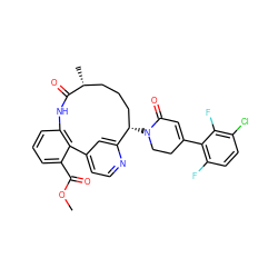 COC(=O)c1cccc2c1-c1ccnc(c1)[C@@H](N1CCC(c3c(F)ccc(Cl)c3F)=CC1=O)CCC[C@@H](C)C(=O)N2 ZINC000220129618