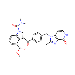 COC(=O)c1cccc2c1c(C(=O)c1ccc(Cn3c(C)nc4c(=O)[nH]ccc43)cc1)cn2C(=O)N(C)C ZINC000013776688