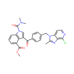 COC(=O)c1cccc2c1c(C(=O)c1ccc(Cn3c(C)nc4c(Cl)nccc43)cc1)cn2C(=O)N(C)C ZINC000028006817