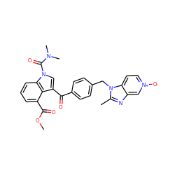 COC(=O)c1cccc2c1c(C(=O)c1ccc(Cn3c(C)nc4c[n+]([O-])ccc43)cc1)cn2C(=O)N(C)C ZINC000013776686