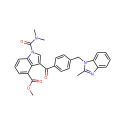 COC(=O)c1cccc2c1c(C(=O)c1ccc(Cn3c(C)nc4ccccc43)cc1)cn2C(=O)N(C)C ZINC000013776692