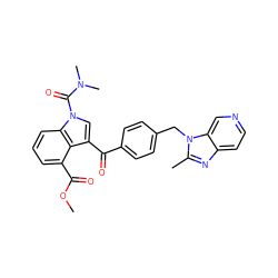 COC(=O)c1cccc2c1c(C(=O)c1ccc(Cn3c(C)nc4ccncc43)cc1)cn2C(=O)N(C)C ZINC000013776681