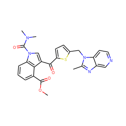 COC(=O)c1cccc2c1c(C(=O)c1ccc(Cn3c(C)nc4cnccc43)s1)cn2C(=O)N(C)C ZINC000013776660