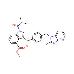 COC(=O)c1cccc2c1c(C(=O)c1ccc(Cn3c(C)nc4ncccc43)cc1)cn2C(=O)N(C)C ZINC000013776683