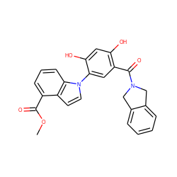 COC(=O)c1cccc2c1ccn2-c1cc(C(=O)N2Cc3ccccc3C2)c(O)cc1O ZINC000169343535