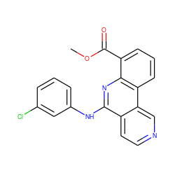 COC(=O)c1cccc2c1nc(Nc1cccc(Cl)c1)c1ccncc12 ZINC000073196639