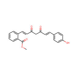 COC(=O)c1ccccc1/C=C/C(=O)CC(=O)/C=C/c1ccc(O)cc1 ZINC000116760149
