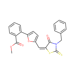 COC(=O)c1ccccc1-c1ccc(/C=C2/SC(=S)N(Cc3ccccc3)C2=O)o1 ZINC000001209349