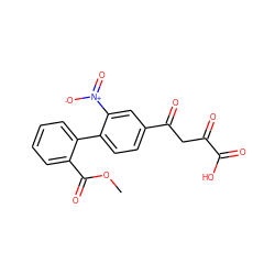 COC(=O)c1ccccc1-c1ccc(C(=O)CC(=O)C(=O)O)cc1[N+](=O)[O-] ZINC000028645799